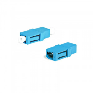 Адаптер оптический LC/UPC, SM, simplex, синий, белые колпачки, Hyperline