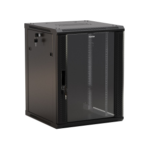 Шкаф настенный 12U Г450 стекло чёрный Hyperline