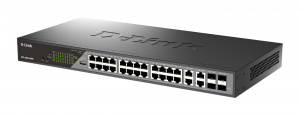 Коммутатор PoE управляемый L2 гигабитный 24*10/100/1000_RJ45 4*100/1000_комбо 24*PoE D-Link