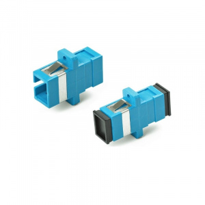 Адаптер оптический SC/UPC, SM, simplex, синий, черные колпачки, Hyperline