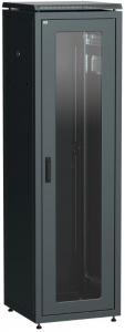 Шкаф напольный 19" 42U Ш600*Г800 стеклянная передняя дверь задняя металлическая черный ITK LINEA N