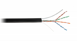 Кабель UTP  4 пары Cat.5е внешний с тросом 305м чёрный NETLAN