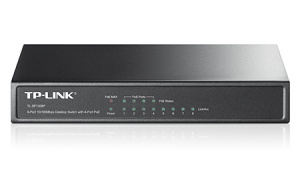 Коммутатор 8x10/100TX (4xPoE, бюджет PoE: 57 Вт), Desktop, TL-SF1008P, TP-Link