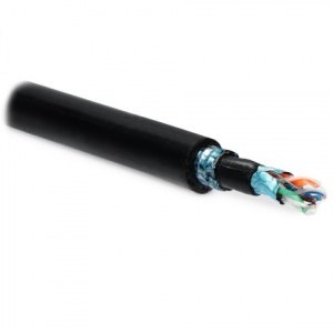 Hyperline FUTP4-C5E-S24-ARM-OUT-PE/PE-BK Кабель витая пара F/UTP, кат.5e,4 пары(24 AWG), одножильный