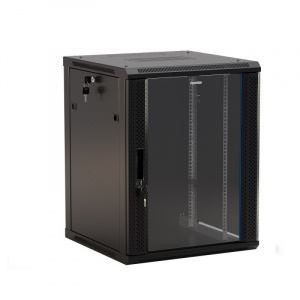 Шкаф настенный 22U Г600 стекло чёрный Hyperline