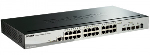 Коммутатор управляемый L2 гигабитный стекируемый 24*10/100/1000_RJ45 4*10G_SFP+ D-Link