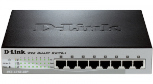 Коммутатор упр.  8x10/100TX PoE (бюджет PoE: 72 Вт), Case 7,5", DES-1210-08P, D-link