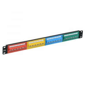 Патч-панель 1U 24*RJ-45 Cat.5e цветная 45 градусов (СКС проект) ITK