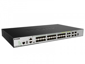 Коммутатор управляемый L3 гигабитный стекируемый 20*1000M_SFP 4*1000M_комбо 4*10G_SFP+ D-Link