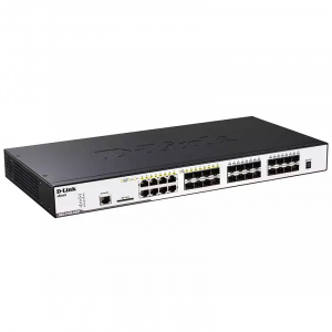 Коммутатор упр. L2+,  16xSFP, 8x10/100/1000T/SFP, 2x10G-CX4, DGS-3120-24SC D-Link