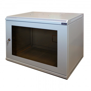 Шкаф настенный  9U Г350 стекло серый Basis МиК