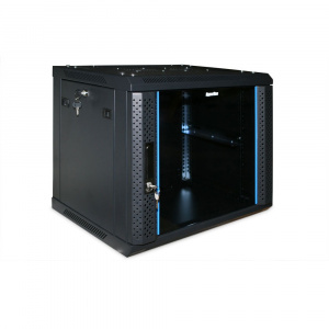 Шкаф настенный 15U Г450 стекло чёрный Hyperline