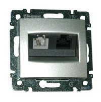 Модуль розетки 1хRJ11+1хRJ45, Кат.5е, UTP, белый, Valena