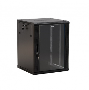 Шкаф настенный 27U Г450 стекло чёрный Hyperline