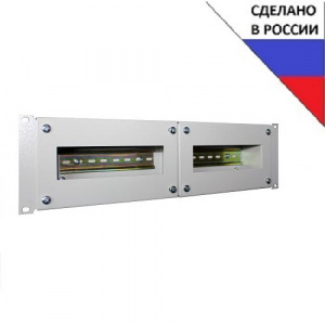 Панель c DIN-рейкой 2 секции 19" 3U МиК
