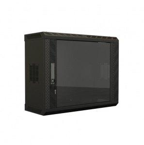 Шкаф настенный  9U Г250 стекло чёрный Hyperline