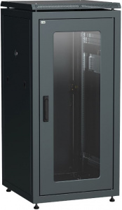 Шкаф напольный 19" 24U Ш600*Г600 стеклянная передняя дверь задняя металлическая черный ITK LINEA N