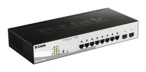 Коммутатор PoE настраиваемый L2 гигабитный 8*10/100/1000_RJ45 2*1000_SFP 8*PoE D-Link