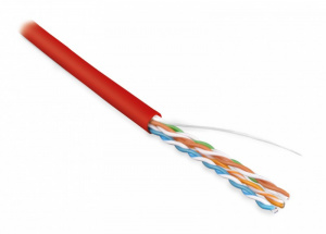 Кабель UTP  4 пары Cat.5е внутр. 305м красный Hyperline