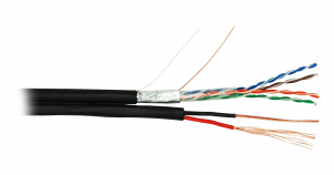 Кабель FTP комбинированный  4 пары + питание 2*1,5 Cat.5е внеш 305 м черный NETLAN