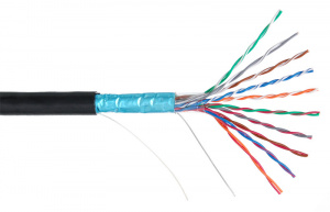 Кабель FTP 10 пар Cat.5 вешний 305м чёрный NETLAN