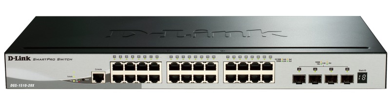 Коммутатор управляемый L2 гигабитный стекируемый 24*10/100/1000_RJ45 4*10G_SFP+ D-Link