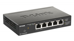 Коммутатор PoE управляемый L2 гигабитный 5*10/100/1000_RJ45 2*PoE 1*PoE_IN D-Link