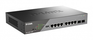 Коммутатор PoE управляемый L2 гигабитный 8*10/100/1000_RJ45 2*1000_SFP 8*PoE D-Link