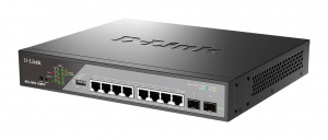Коммутатор PoE управляемый L2 гигабитный 8*10/100/1000_RJ45 2*1000_SFP 8*PoE D-Link