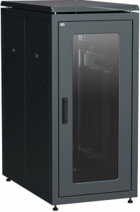Шкаф напольный 19" 24U Ш600*Г1000 стеклянная передняя дверь черный ITK LINEA N