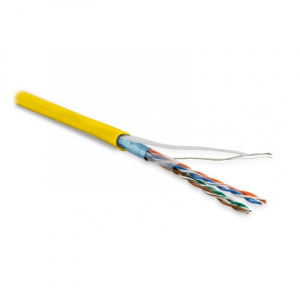 Кабель FTP  4 пары Cat.5е внутр.  многожильный LSZH 100 м жёлтый Hyperline