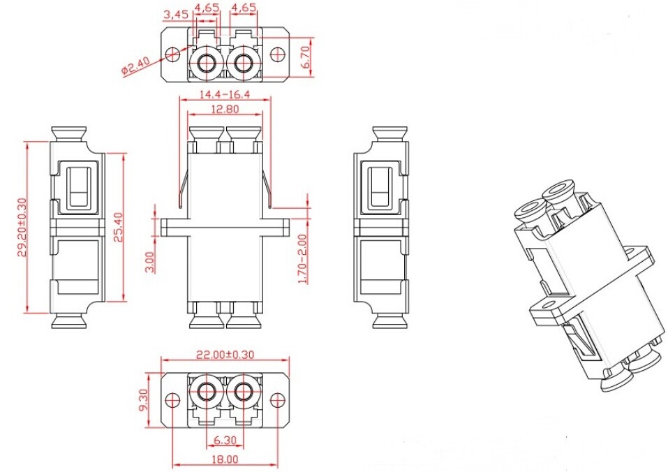 Адаптер оптический LC, MM, duplex, бежевый, Hyperline