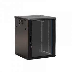Шкаф настенный  9U Г600 стекло чёрный Hyperline