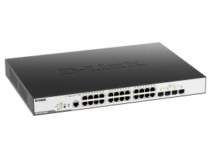 Коммутатор упр. L2 24*10/100/1000T PoE (370Вт) 4*10GBase-X SFP+ D-Link