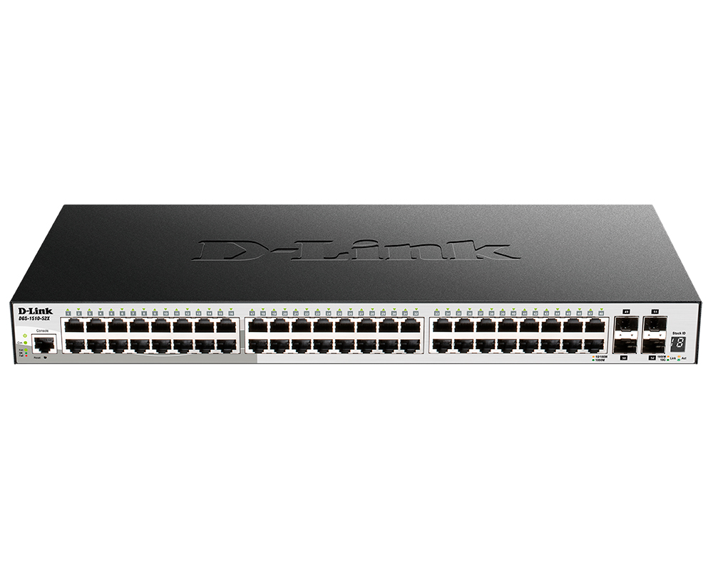 Коммутатор управляемый L2 гигабитный стекируемый 48*10/100/1000_RJ45 4*10G_SFP+ D-Link
