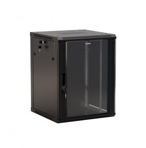 Шкаф настенный 12U Г600 стекло чёрный Hyperline