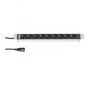 Блок розеток 9*Евро шнур С14 2.5м Hyperline