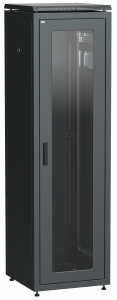Шкаф напольный 19" 42U Ш600*Г600 стеклянная передняя дверь задняя металлическая черный ITK LINEA N