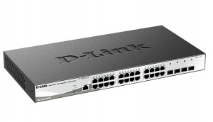 Коммутатор управляемыq L2 гигабитный 24*10/100/1000_RJ45 4*10G_SFP+ D-Link