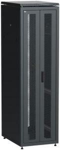 Шкаф напольный 19" 42U Ш600*Г800 двери передняя перфорированная задняя двустворчатая перфорированная черный ITK LINEA N